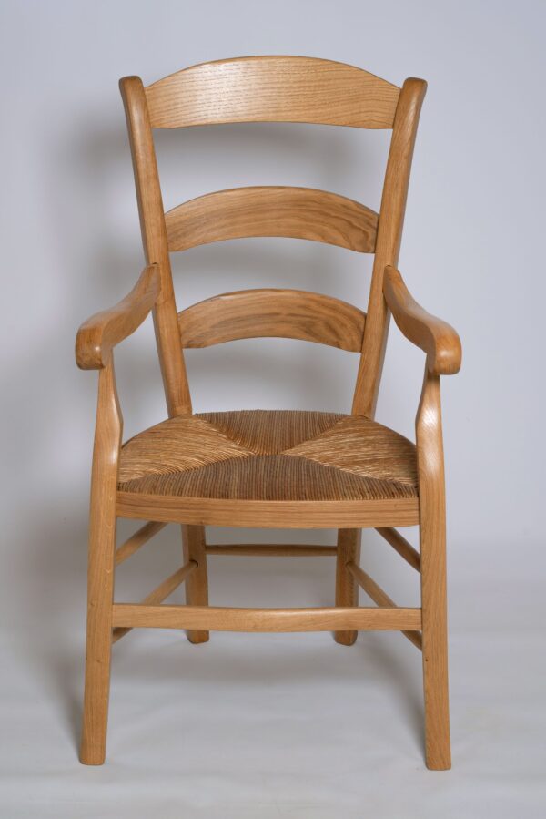 Fauteuil artisanal Louis Philippe en chêne paillé – Image 2