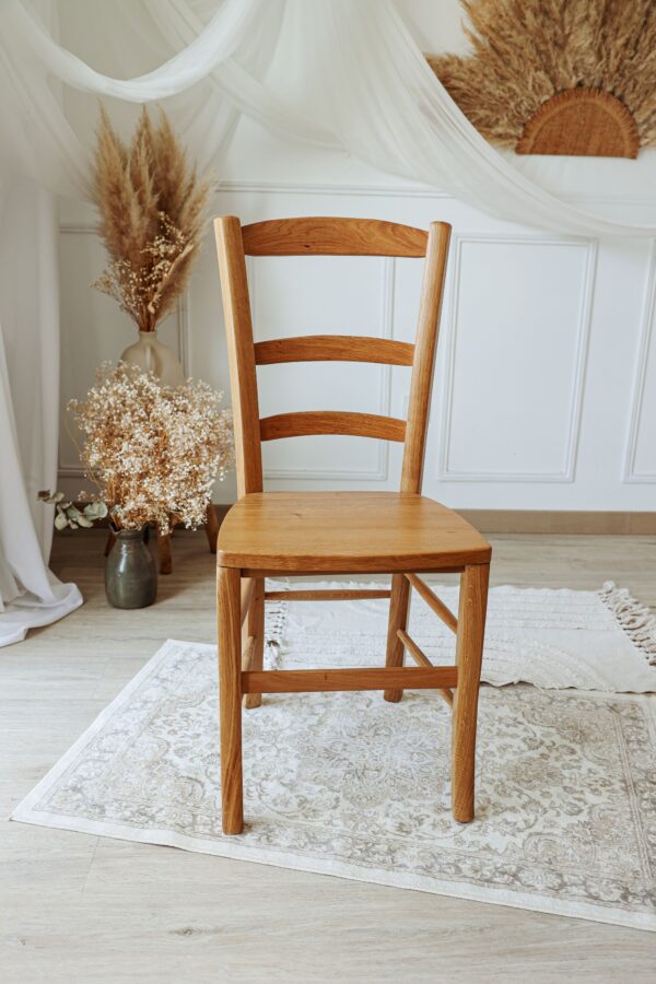 Chaise Artisanale Paysanne en chêne et assise bois – Image 2
