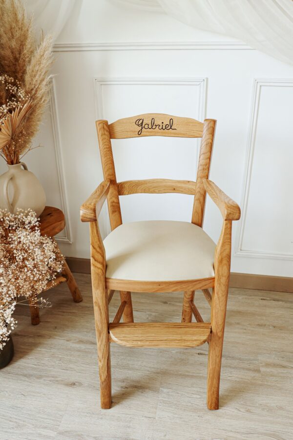 Fauteuil de table Artisanal enfant en chêne sans le prénom – Image 3