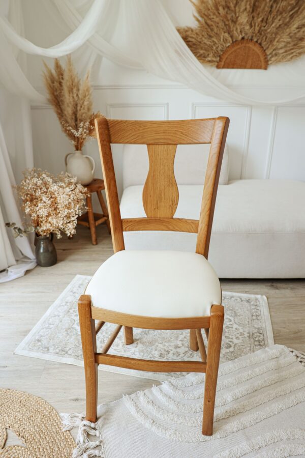 Chaise artisanale Ange directoire en chêne similicuir – Image 2
